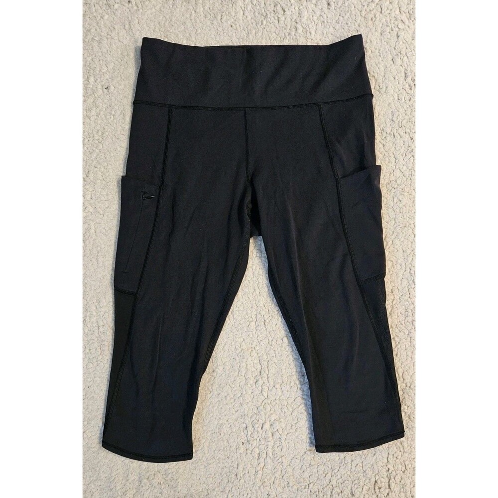 Athleta Black Contender Capri Tight Pocket Mesh Leggings Womens Medium 210144